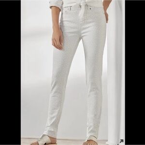 Soft Surroundings White and Silver Leopard Print Jeans Size XS